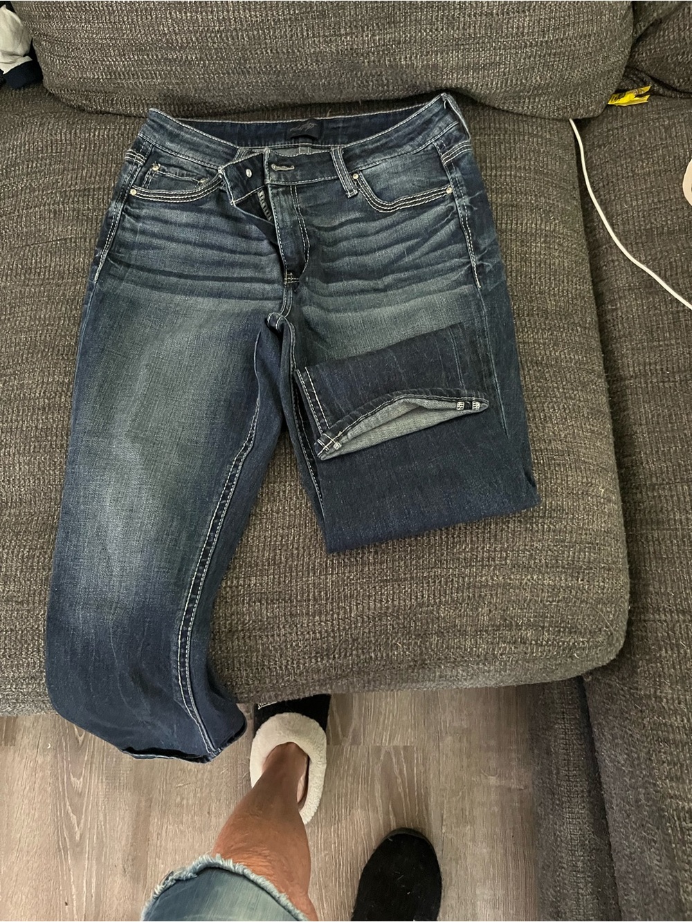 Daytrip Dark Blue Straight Leg Jeans with Fading